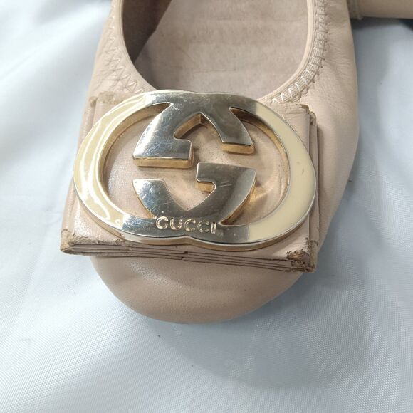 Gucci Interlocking G Logo Leather Ballet Flats Women's Shoes Sz EU 37/ 7M AS IS - Picture 13 of 16